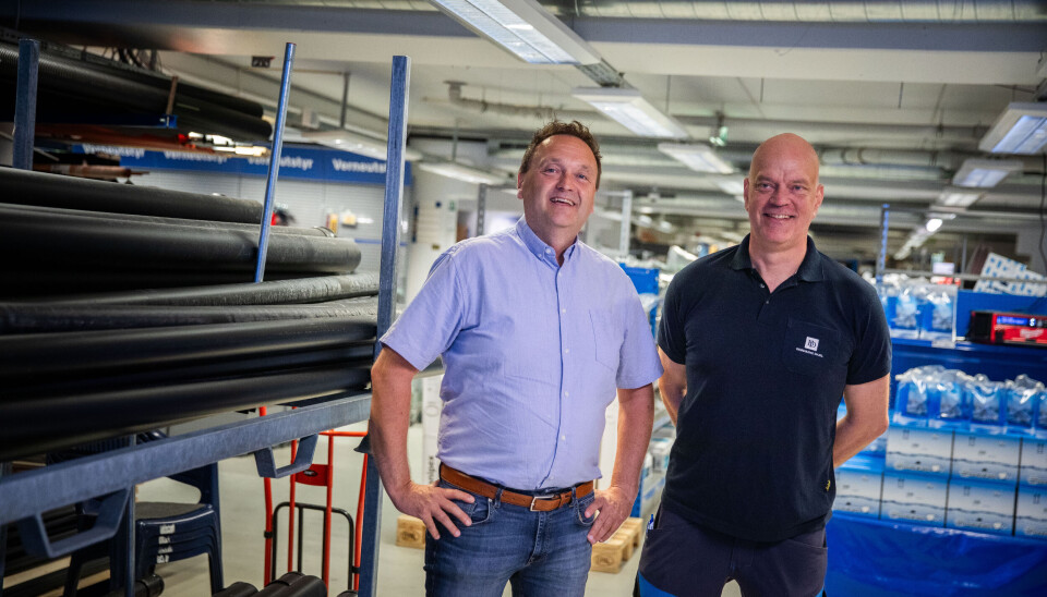 F.V: Stig Kjetil Reiakvam og Geir Kåre Hove er ikke så mye på servicesenteret på Color Line lenger, her kan kundene handle helt alene.