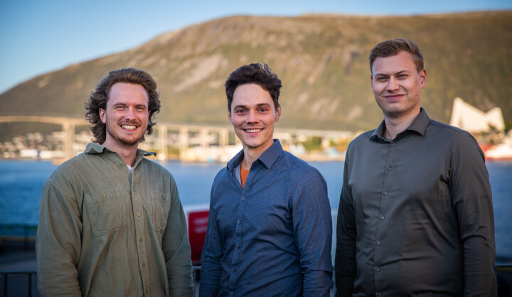 F.V: Oskar Olafsen og Cato Sjonsti er rådgivere i Hinnstein, og Christoffer Stene Rasmussen jobber i Kongsberg Spacetec.